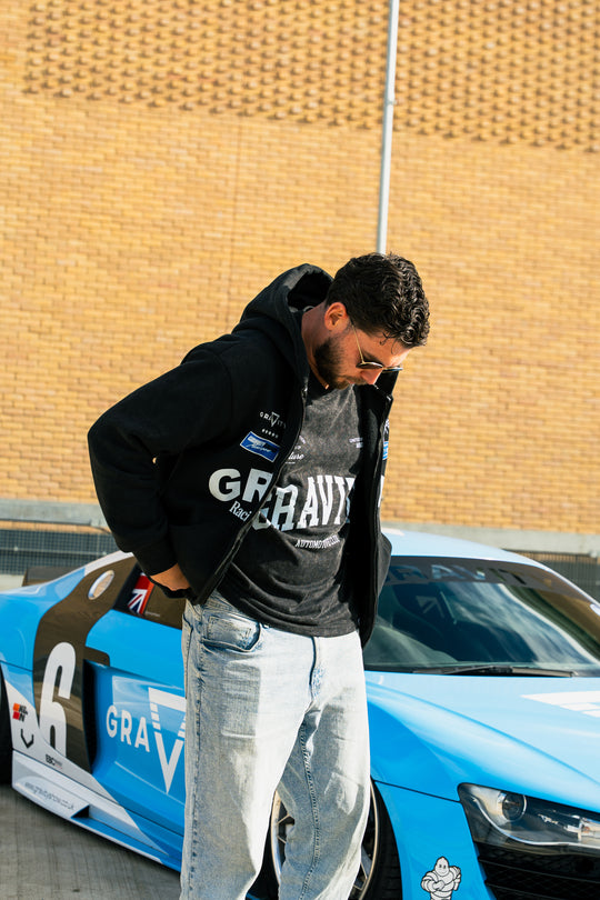 Racing Zip Hoodie - Charcoal