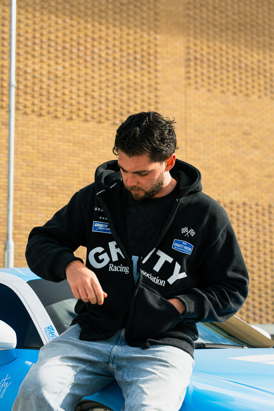 Racing Zip Hoodie - Charcoal