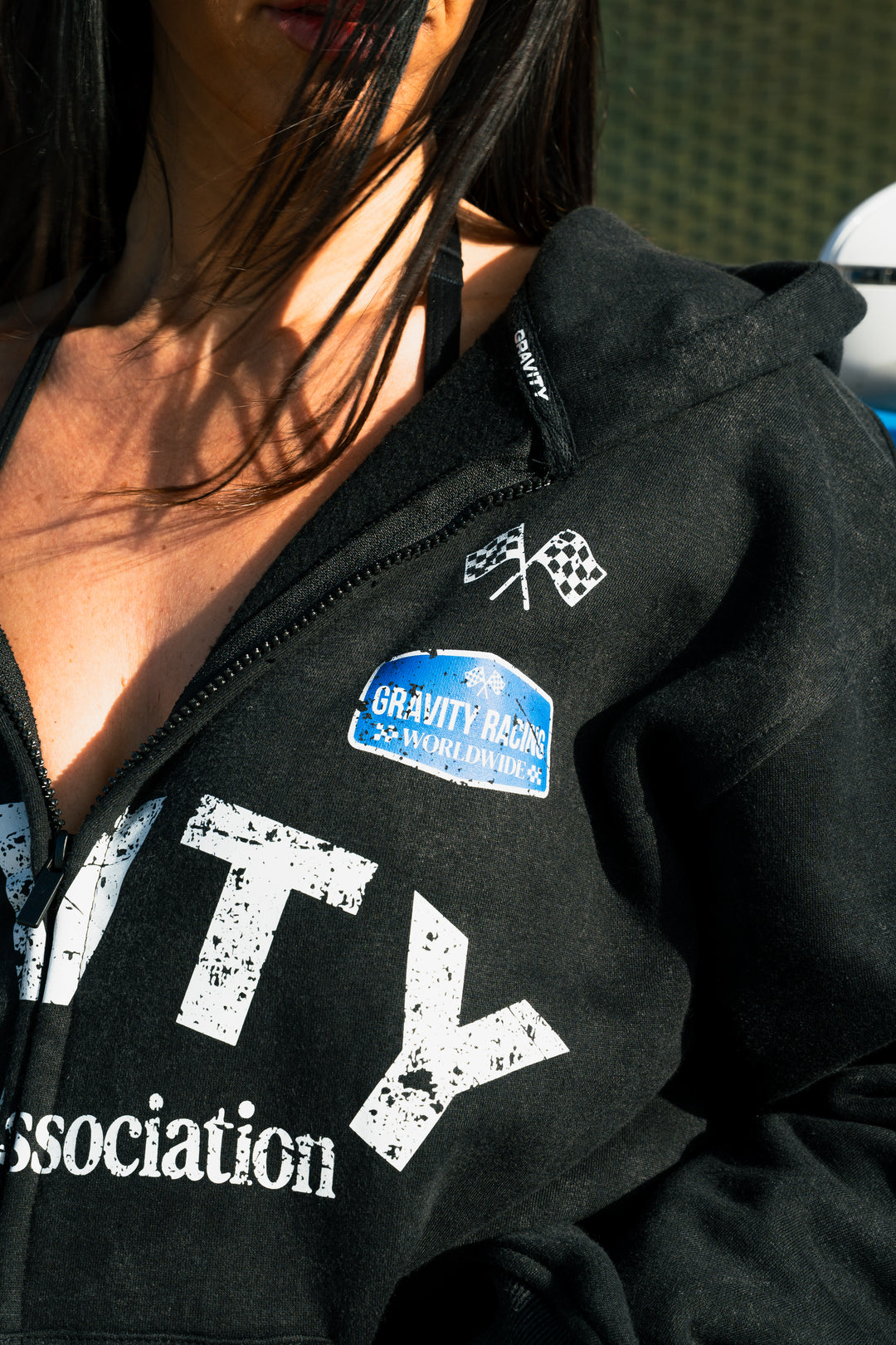 Racing Zip Hoodie - Charcoal