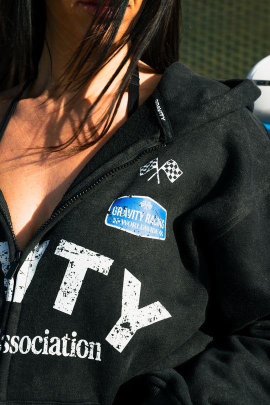 Racing Zip Hoodie - Charcoal